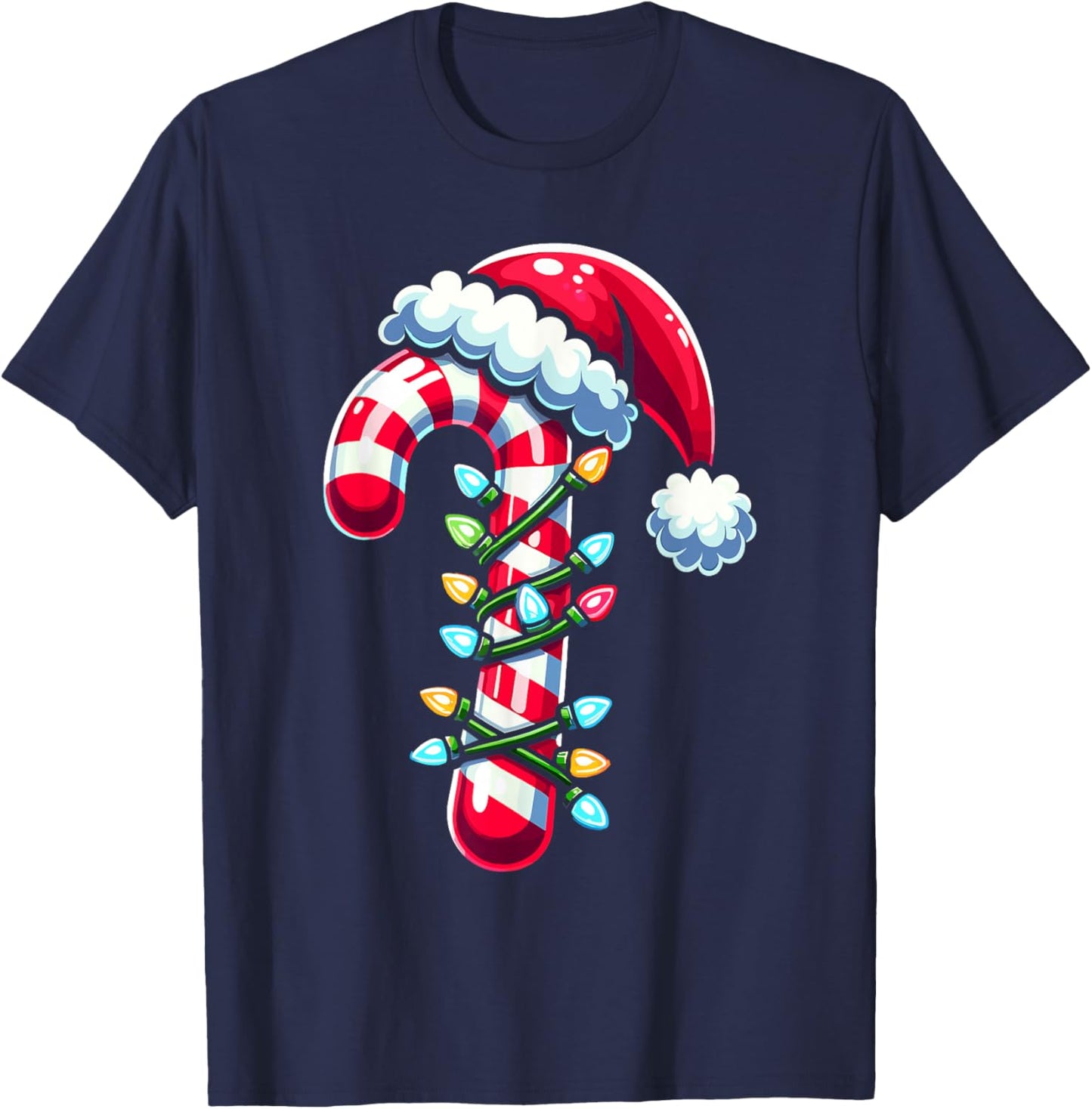 Candy Cane Boys Kids Christmas Santa Women Men T-Shirt - T-Shirt | Navy