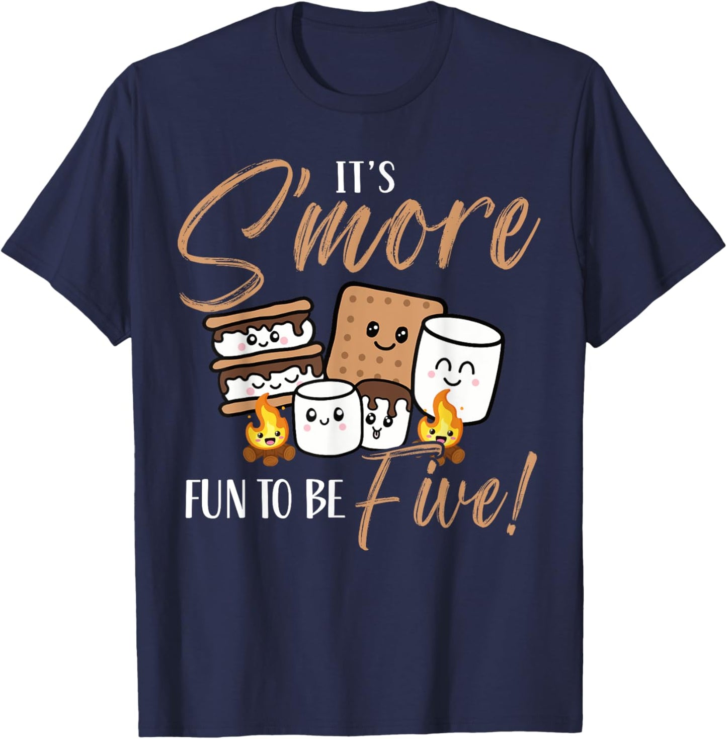 Birthday Campfire Marshmallow It's S'more Fun To Be Five 5th T-Shirt - T-Shirt | Navy