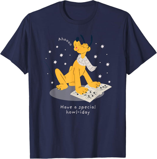 Disney Pluto Holiday Christmas Have a Special Howl-iday T-Shirt - T-Shirt | Navy