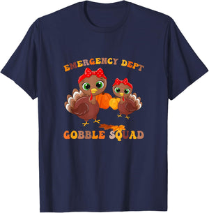Emergency Department ER Nurse Thanksgiving Gobble RN Squad T-Shirt - T-Shirt | Navy