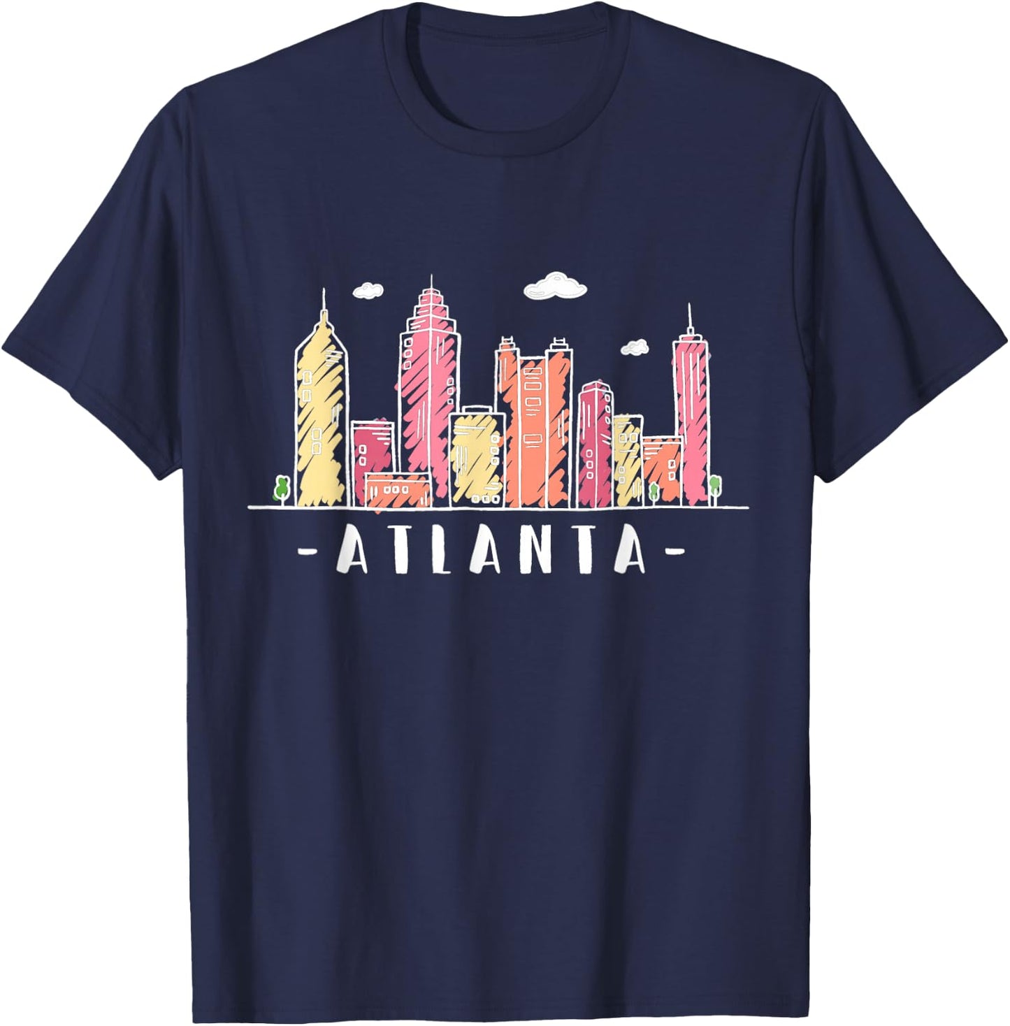 Atlanta Skyline Georgia Colourful City Souvenir Gift T-Shirt - T-Shirt | Navy