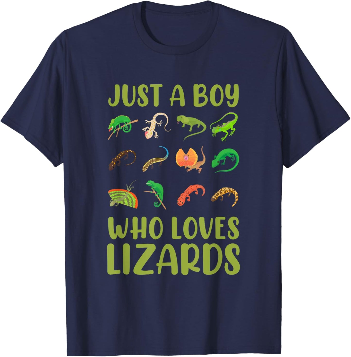 Kids Reptile Bearded Dragon Just A Boy Who Loves Lizards T-Shirt - T-Shirt | Navy
