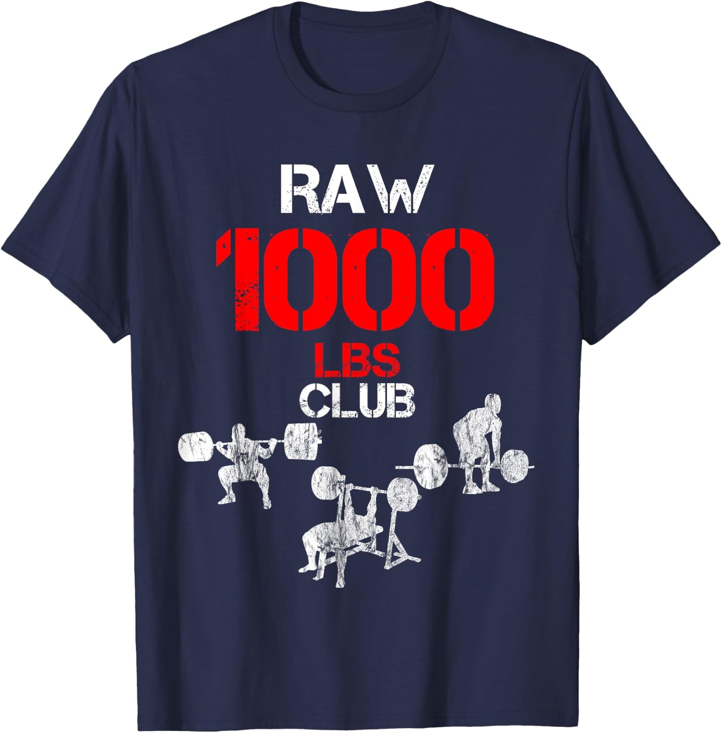 Gym Training FH 1000 Pound Club Member - Men's Adult Black Cotton Polyester Modern Lightweight Classic Fit Short Sleeve T-Shirt - T-Shirt | Navy