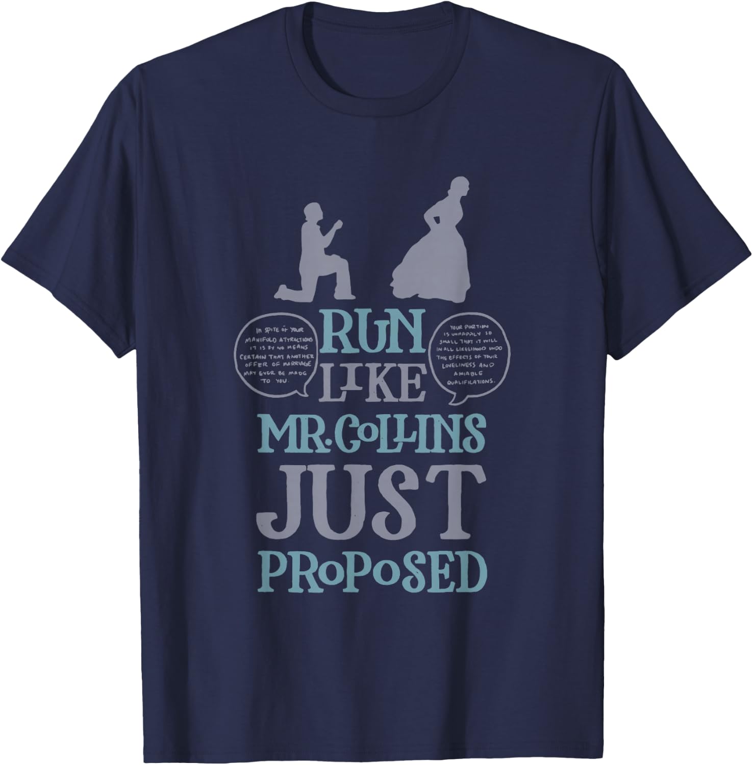 Run Like Mr. Collins Just Proposed Funny Books and Running T-Shirt - T-Shirt | Navy