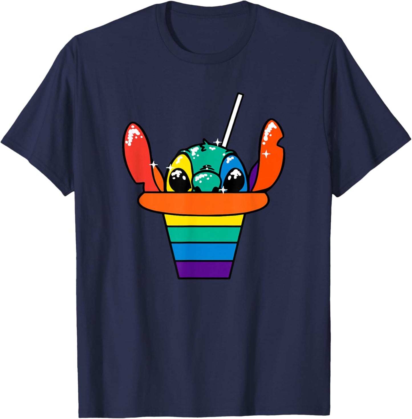 Disney Lilo & Stitch Rainbow Hawaiian Shaved Ice T-Shirt - T-Shirt | Navy