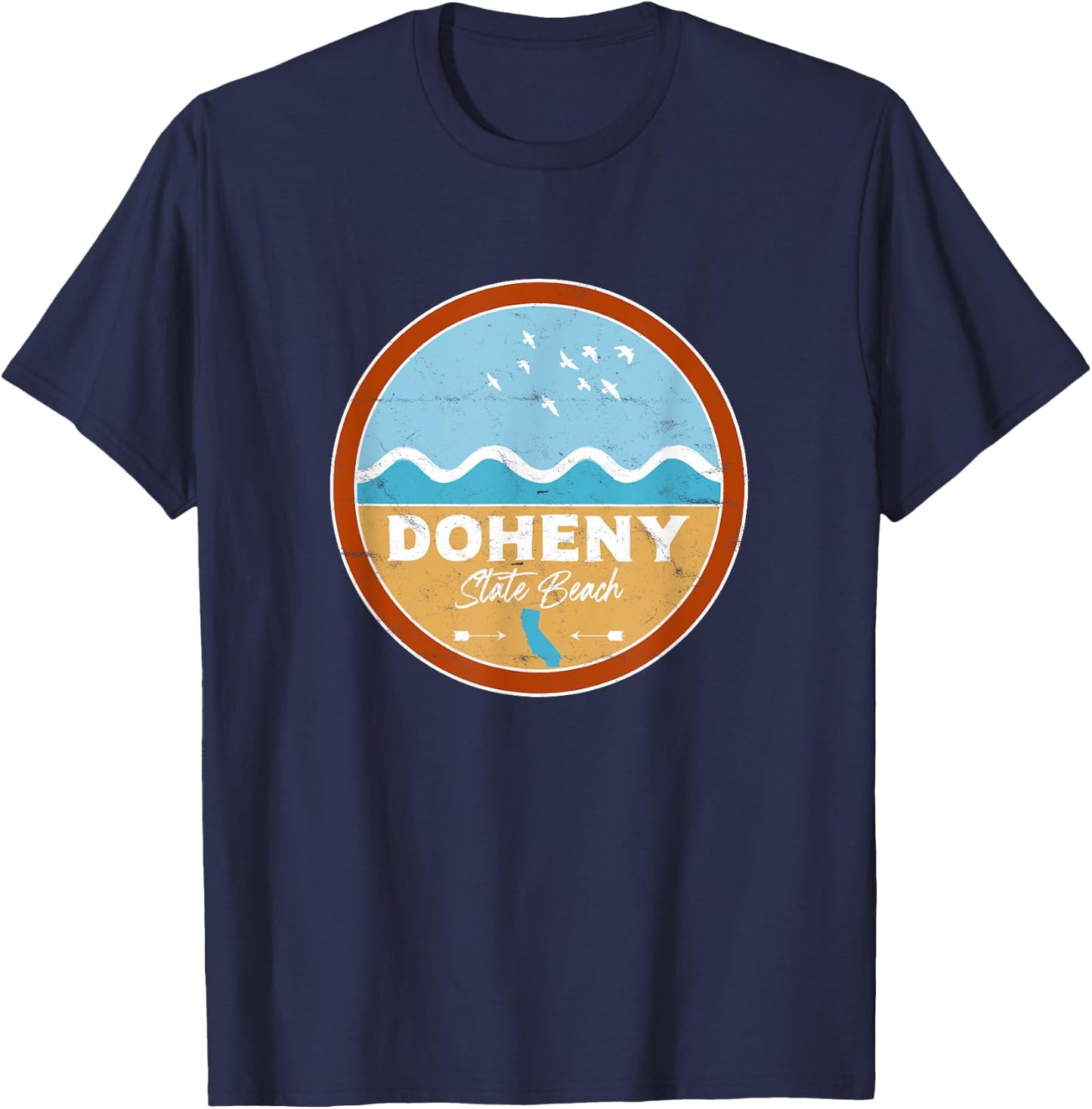Doheny State Beach California CA Beach Lover Waves T-Shirt - T-Shirt | Navy