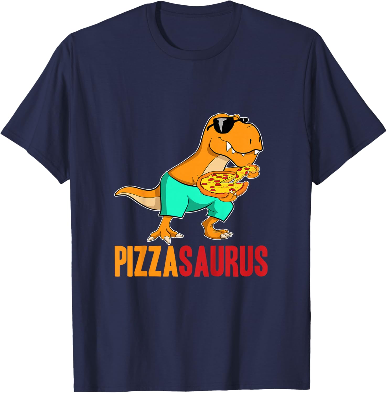 Kids Pizzasaurus Pizza Dino Dinosaur T-Rex Toddler Pizza For Boy T-Shirt - T-Shirt | Navy