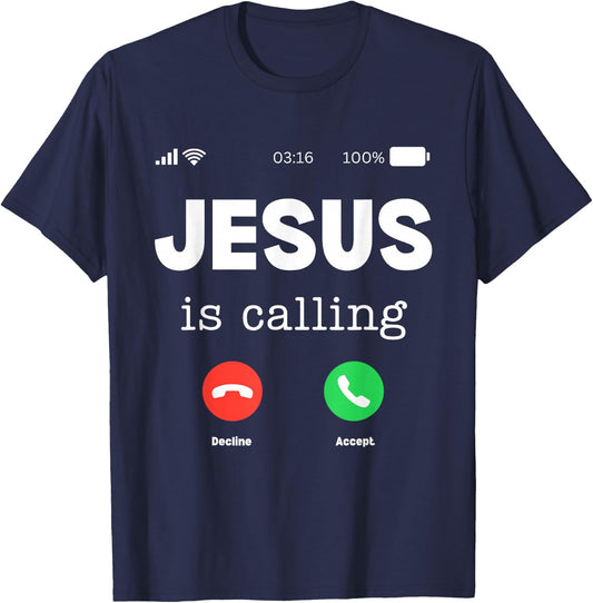 Classic Jesus Is Calling T-Shirt - T-Shirt | Navy