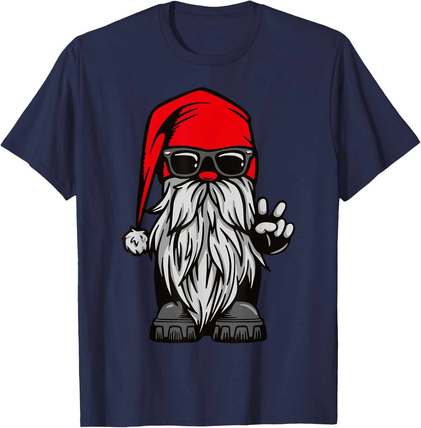 Motorcycle Gnome Biker Christmas Garden Gnome Xmas T-Shirt - T-Shirt | Navy