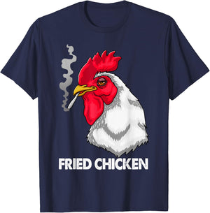 Funny Fried Smoking Chicken Shirt Flock Boss Women T-Shirt - T-Shirt | Navy