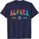 Tie Dye Alaska 1959 Retro Mountains Funny Alaska Hiking T-Shirt - T-Shirt | Navy