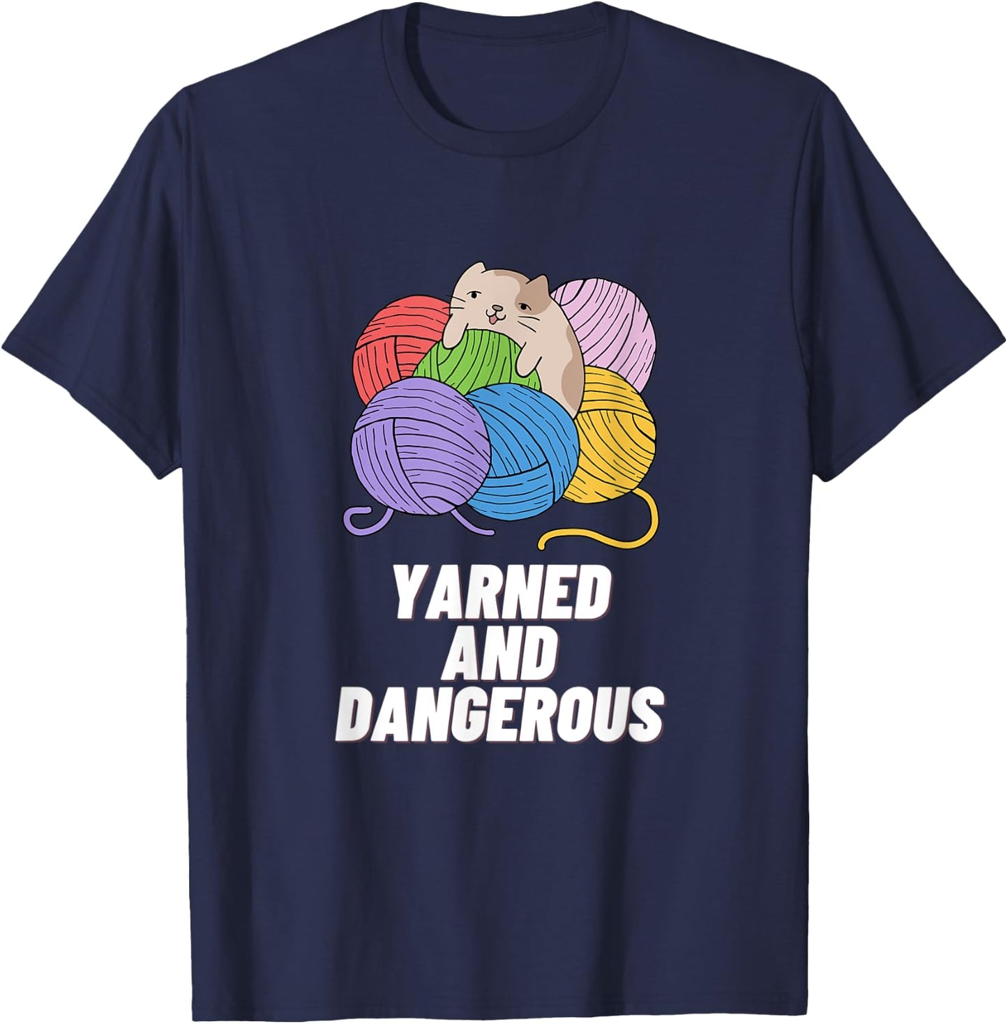 Yarned And Dangerous Funny Sewer Design Sewing Pun Sew Lover T-Shirt - T-Shirt | Navy