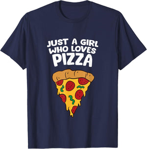 Just a Girl Who Loves Pizza T-Shirt - T-Shirt | Navy