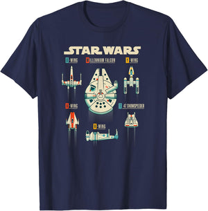 Star Wars Classic Rebel Alliance Spacecraft Fleet Group Shot T-Shirt - T-Shirt | Navy