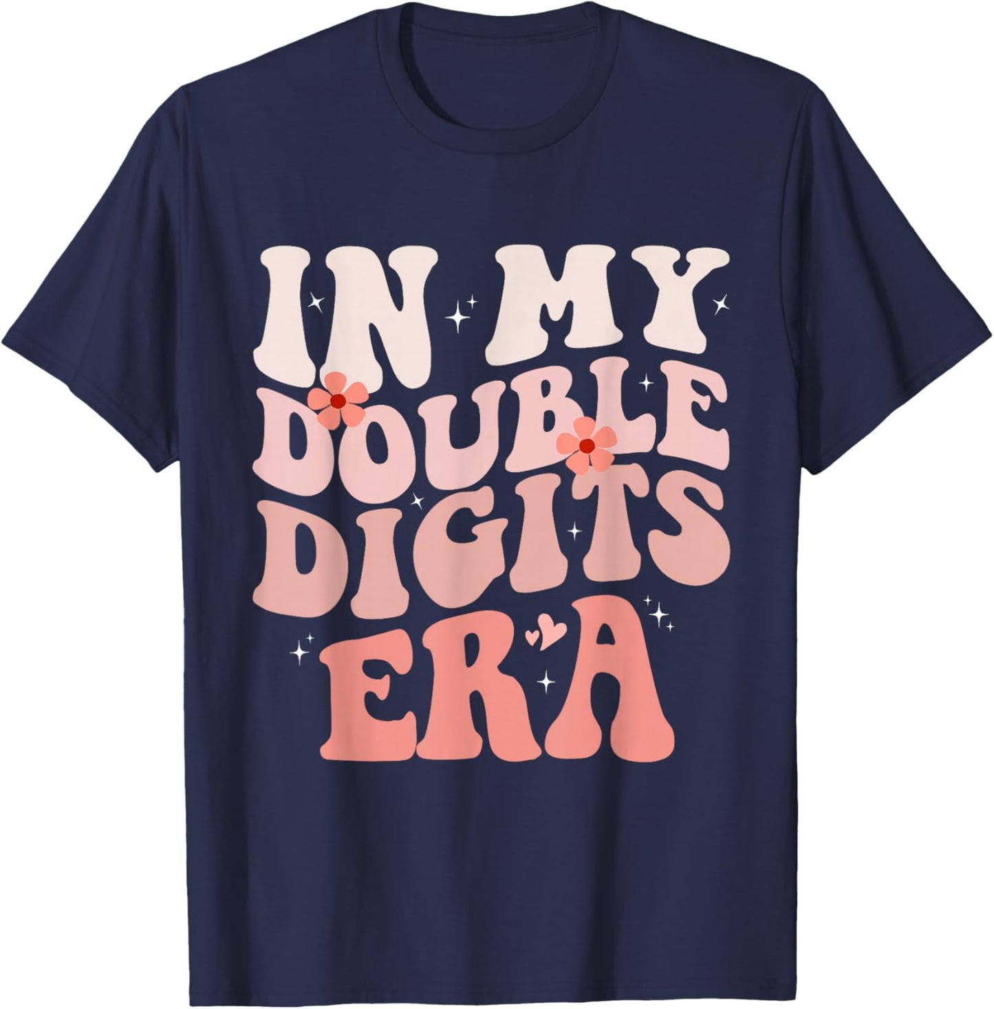 Birthday Groovy Era Girls In My Double Digits Era T-Shirt - T-Shirt | Navy