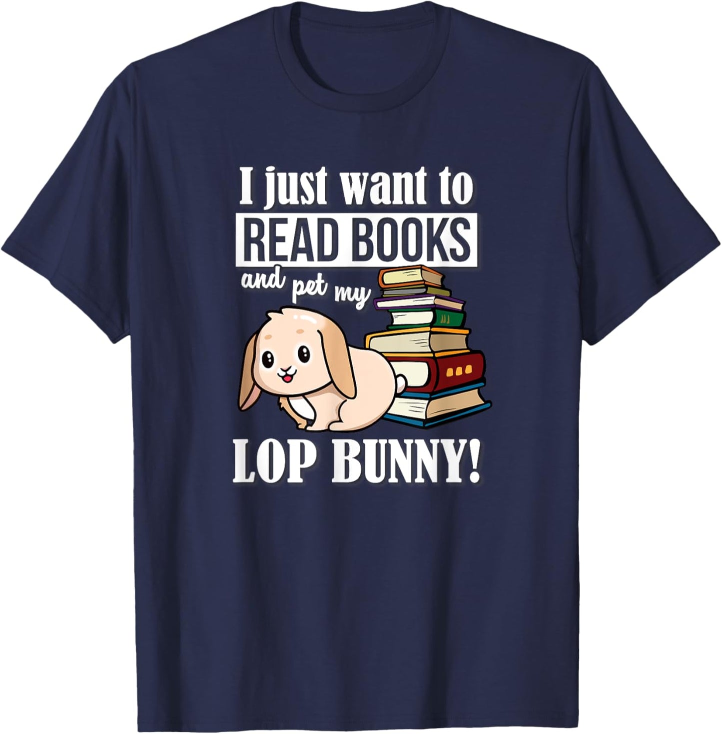 Read Books Mini Holland Lop Bunny Rabbit Lover T-Shirt - T-Shirt | Navy