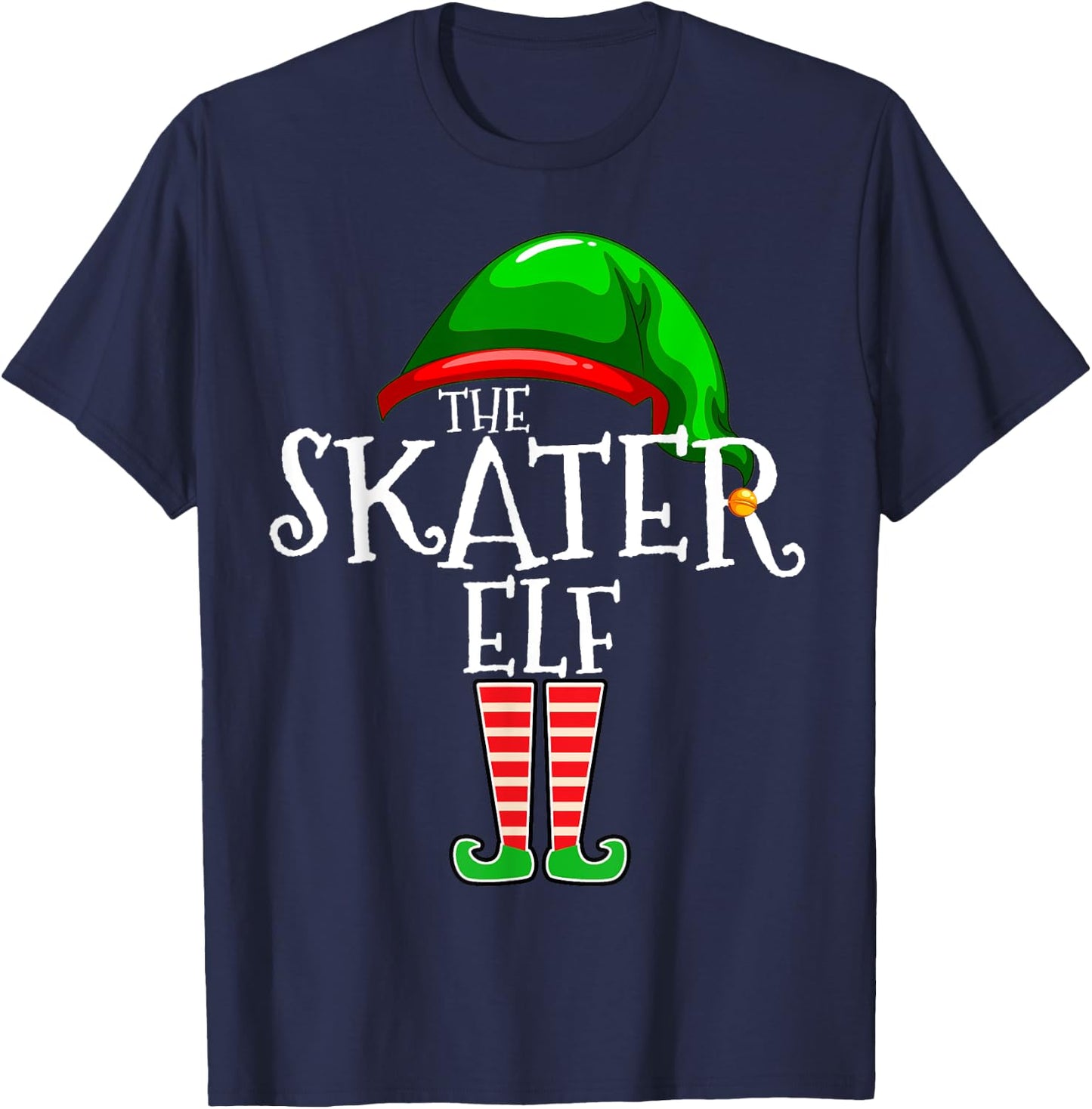 Skater Elf Group Matching Family Christmas Gift Skateboard T-Shirt - T-Shirt | Navy