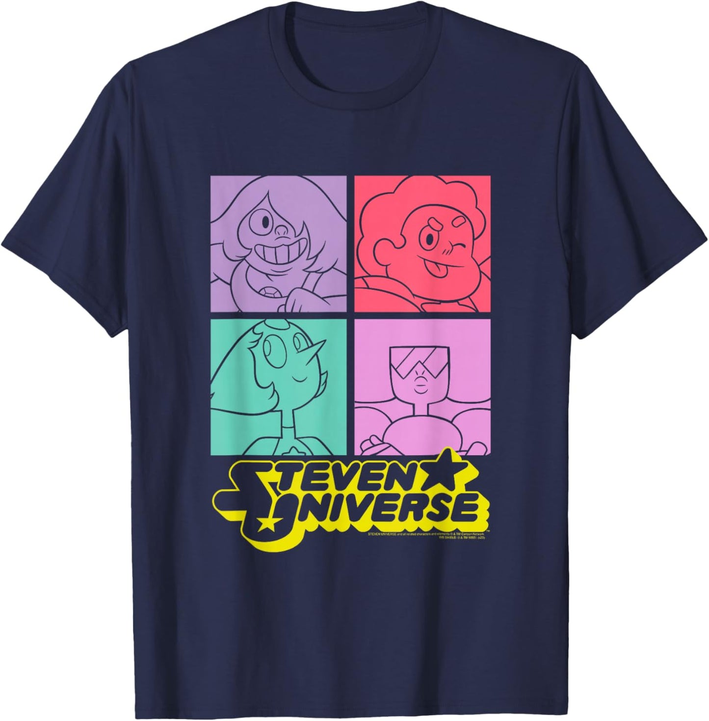 Steven Universe Four Block Gem Photos T-Shirt - T-Shirt | Navy
