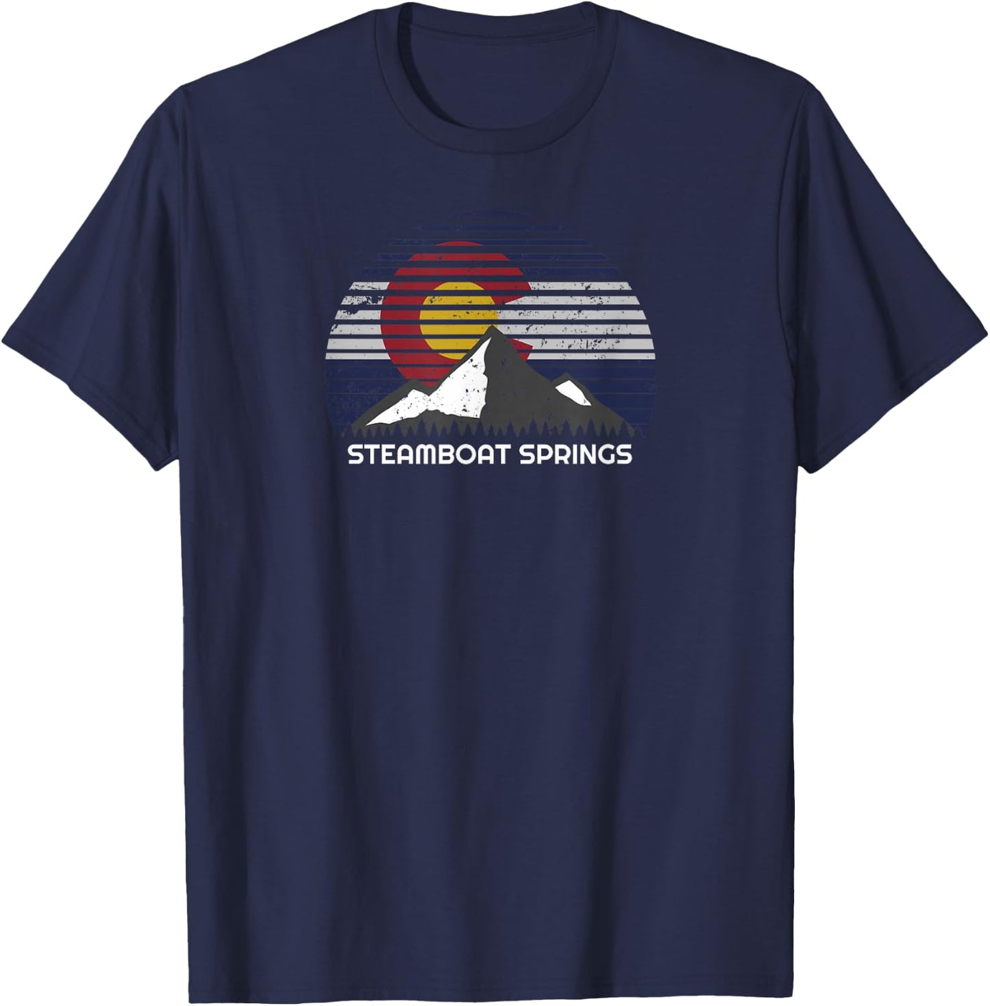 Steamboat Springs, Colorado x CO Flag Mtn Top T-Shirt - T-Shirt | Navy