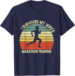 I Survived My Wife's Marathon Training Half Marathon Husband T-Shirt - T-Shirt | Navy