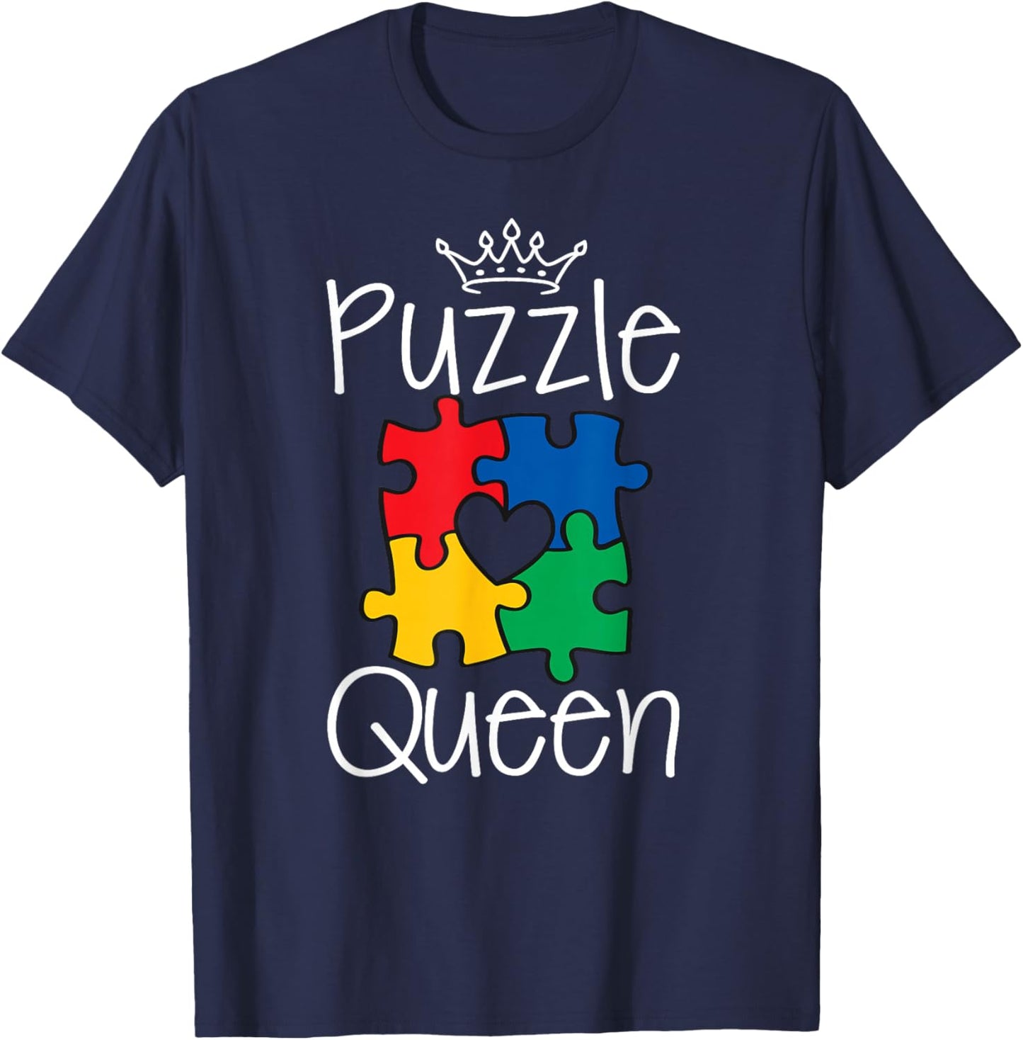 Funny Puzzle Queen Jigsaw Puzzle Lovers Dissectologist T-Shirt - T-Shirt | Navy