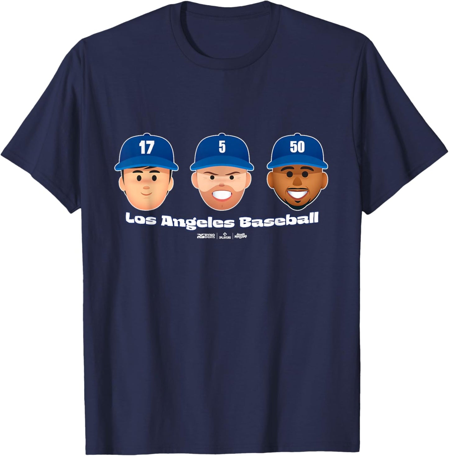 Los Angeles Baseball Players Head Trio MLBPA T-Shirt - T-Shirt | Navy