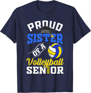 Proud sister of a volleyball Senior class of 2025 graduation T-Shirt - T-Shirt | Navy