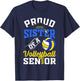 Proud sister of a volleyball Senior class of 2025 graduation T-Shirt - T-Shirt | Navy