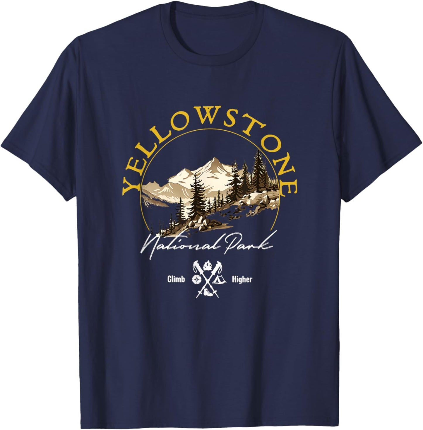 Yellowstone National Park Retro Vintage Apparel - Souvenir T-Shirt - T-Shirt | Navy