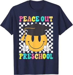 Peace Out Preschool Graduation Class Of 2024 Kid Boy Girl T-Shirt - T-Shirt | Navy