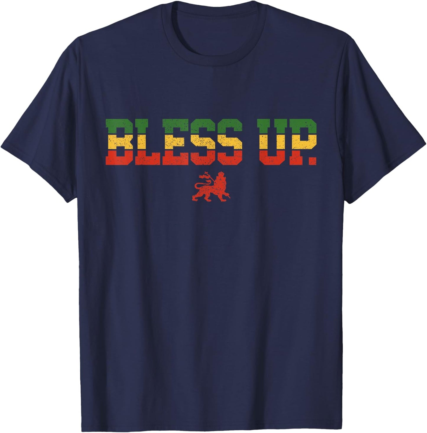 Rastafari Bless Up Reggae Music Rasta Lion of Judah Gift T-Shirt - T-Shirt | Navy