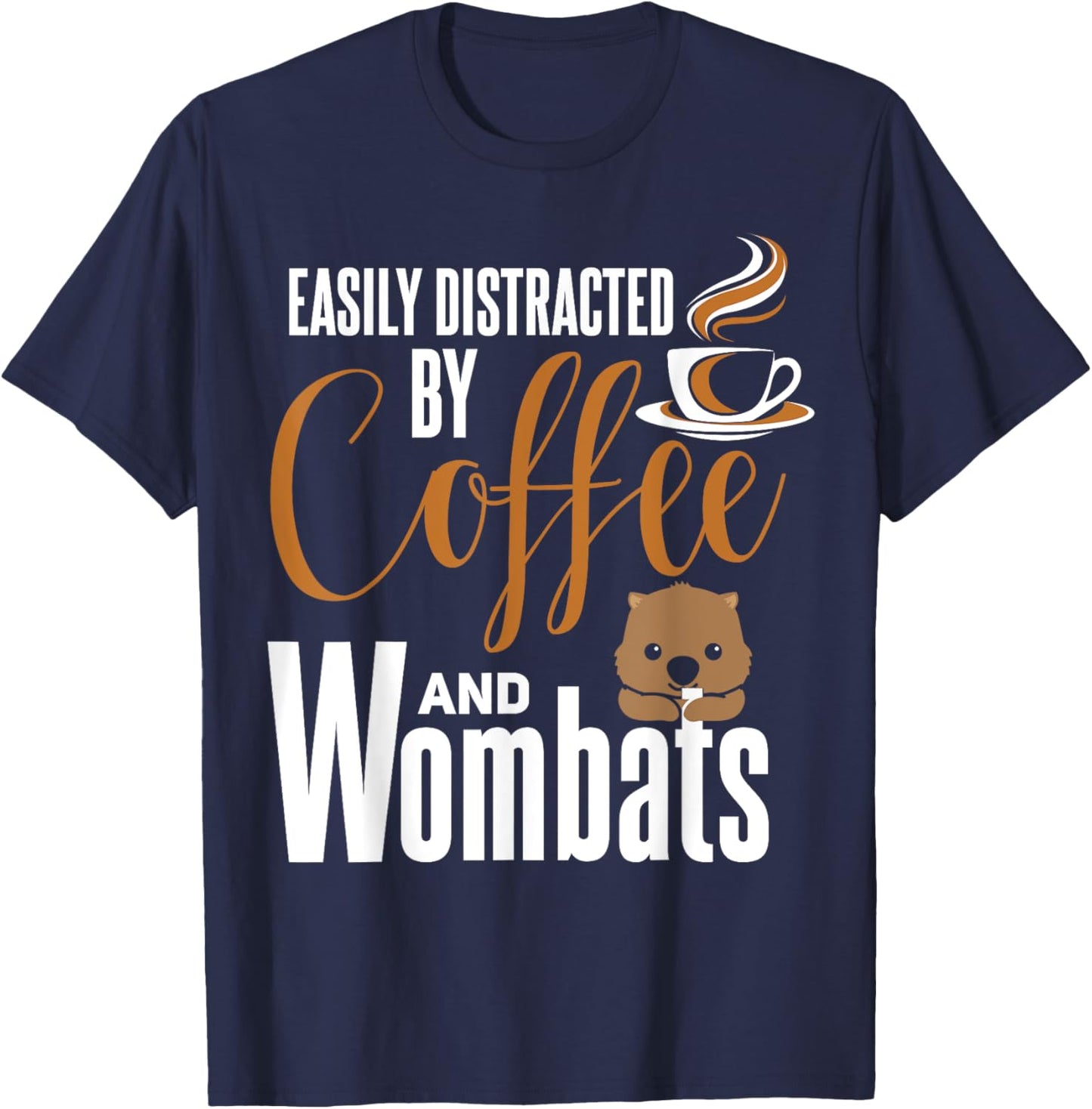 Wombat Shirt Funny Coffee Lover Cute Wombat Lover T-Shirt - T-Shirt | Navy