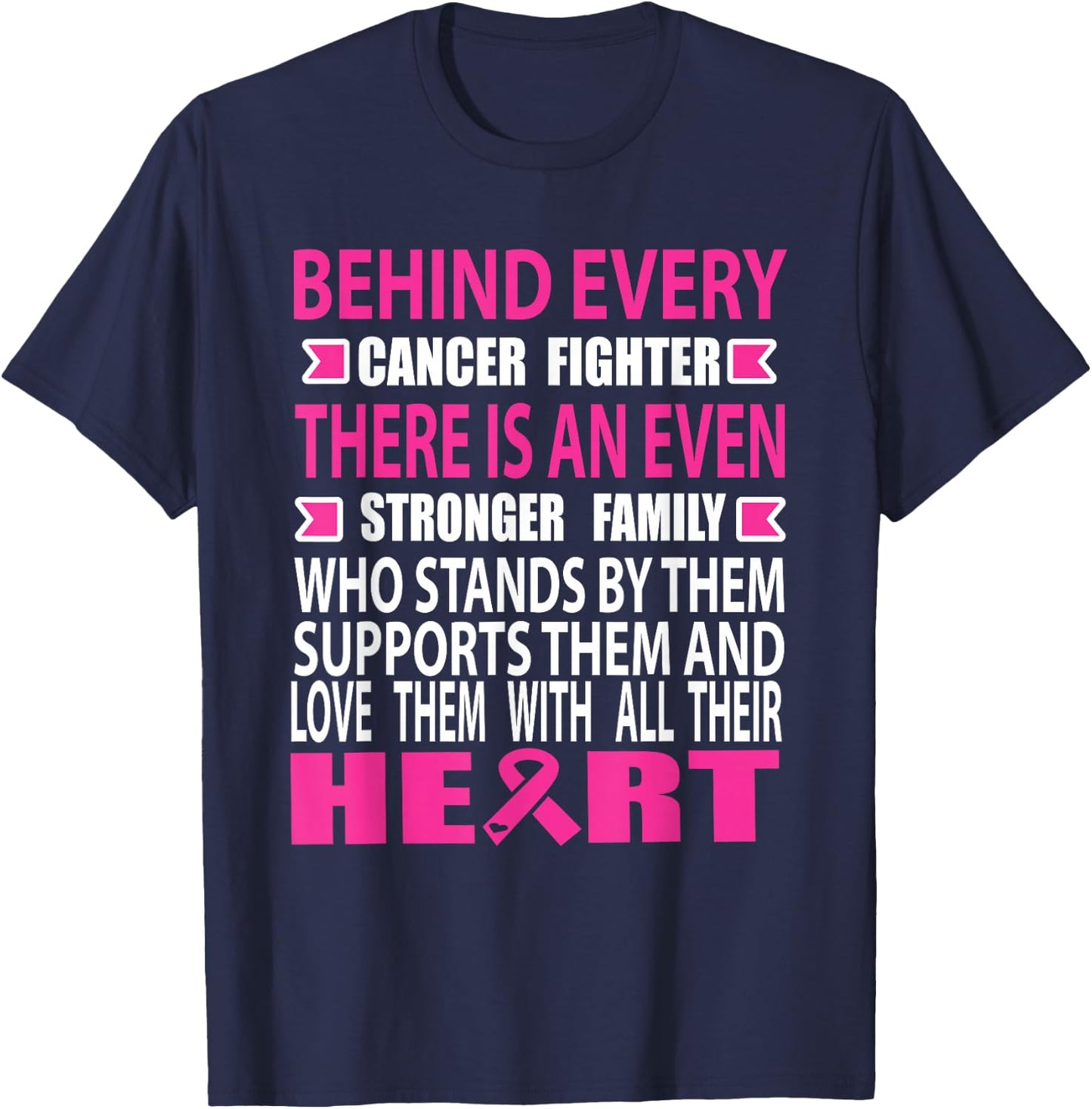 Fighter and strong family Breast cancer awareness cancer T-Shirt - T-Shirt | Navy