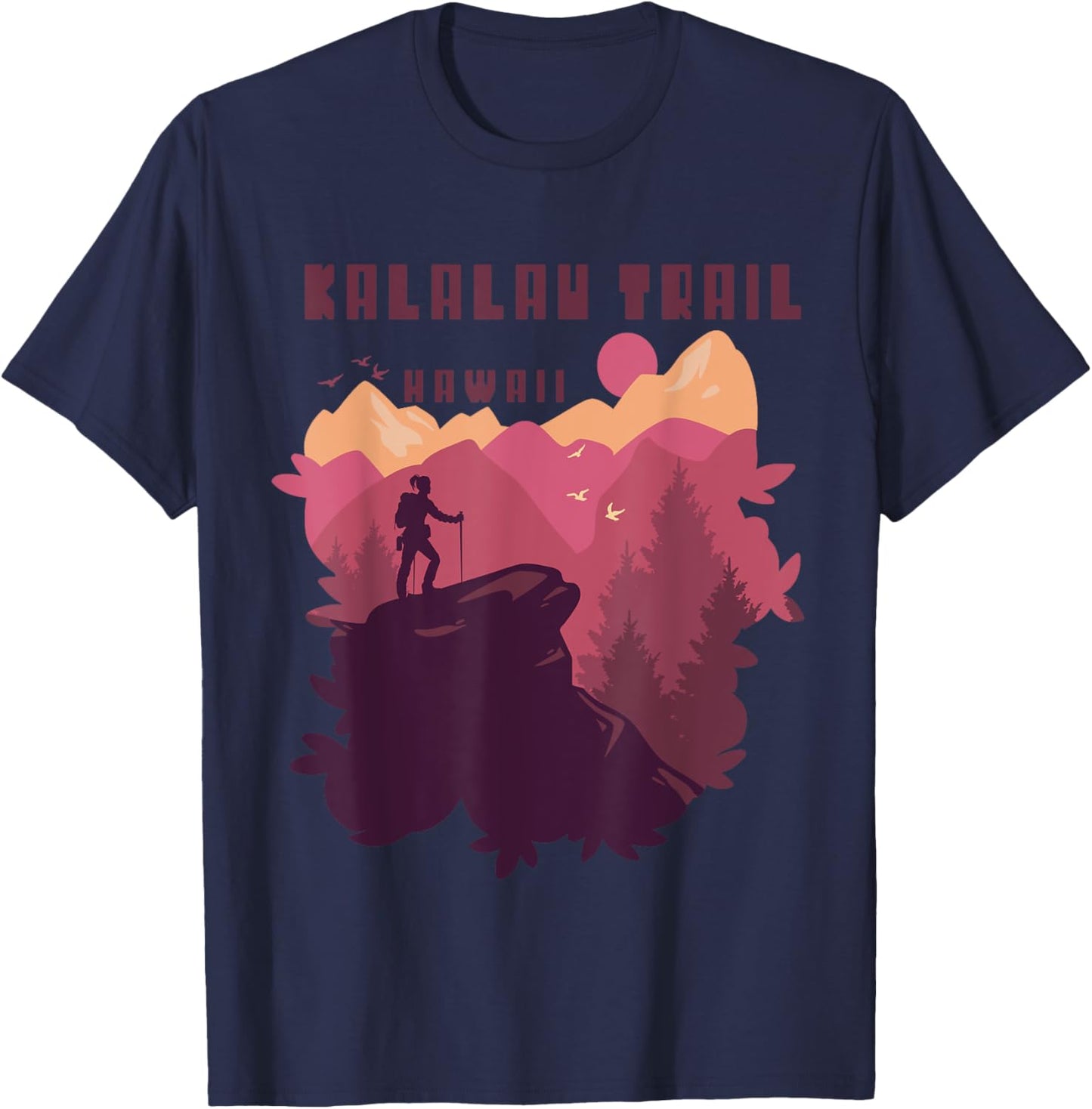 Hawaii Mountain Camping Kalalau Trail Nature Hiking T-Shirt - T-Shirt | Navy