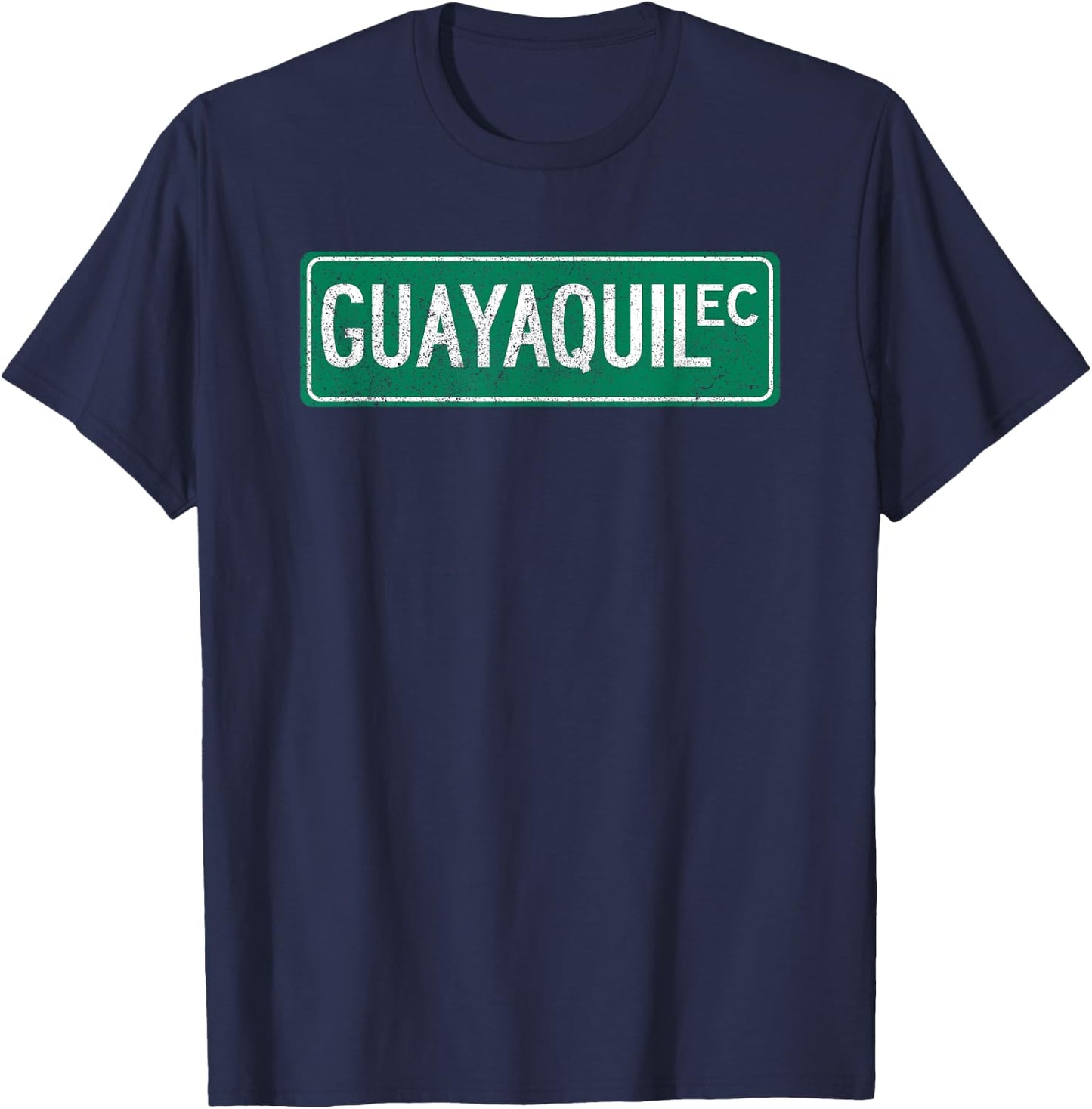Retro Guayaquil, Ecuador Street Sign T-Shirt - T-Shirt | Navy
