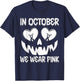 In October We Wear Pink Breast Cancer Halloween Jackolantern T-Shirt - T-Shirt | Navy