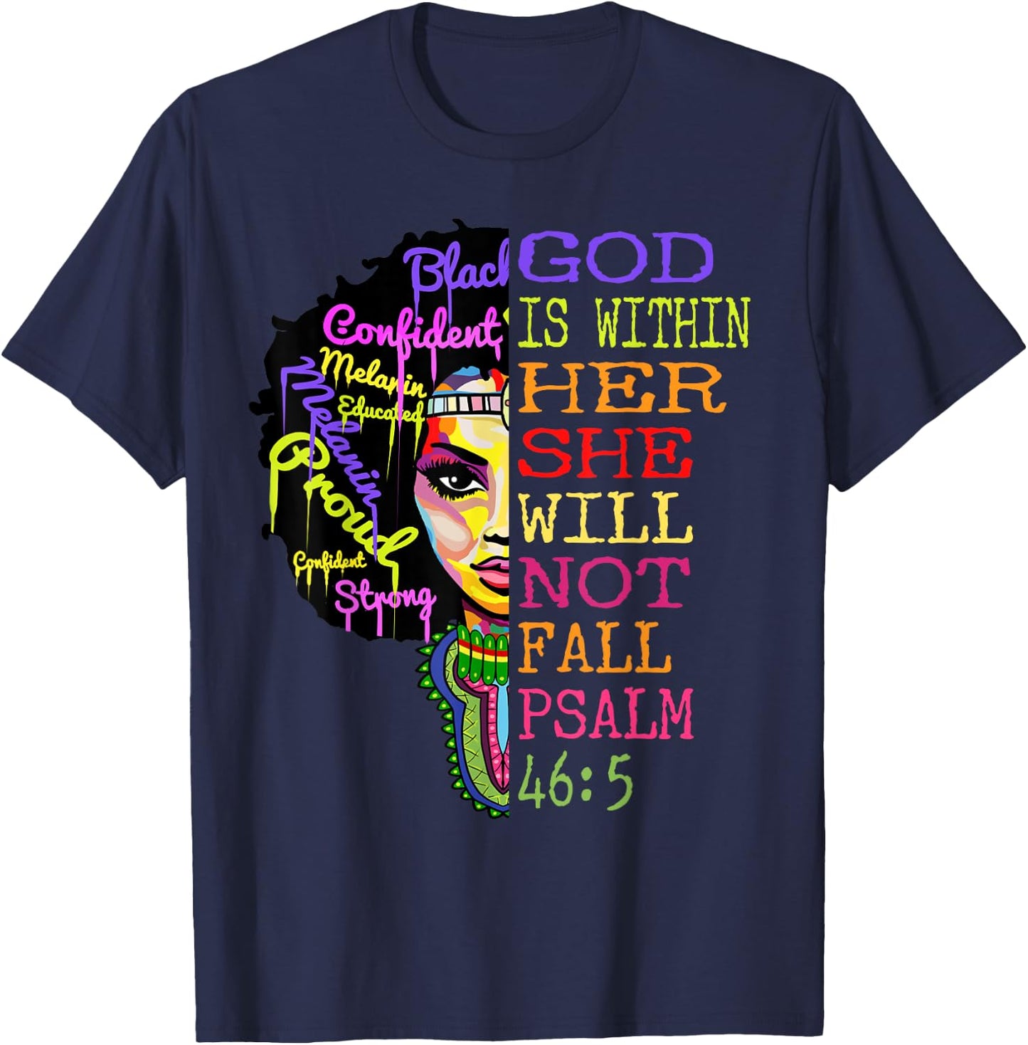 God is Within Her She Will Not Fall Christian Inspirational T-Shirt - T-Shirt | Navy