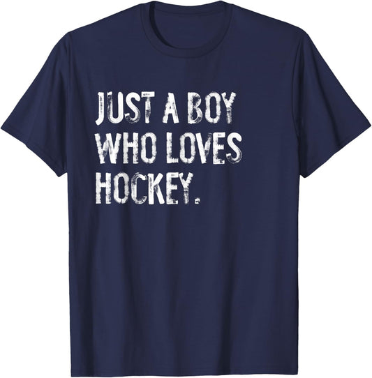 Just A Boy Who Loves Hockey T-Shirt - T-Shirt | Navy