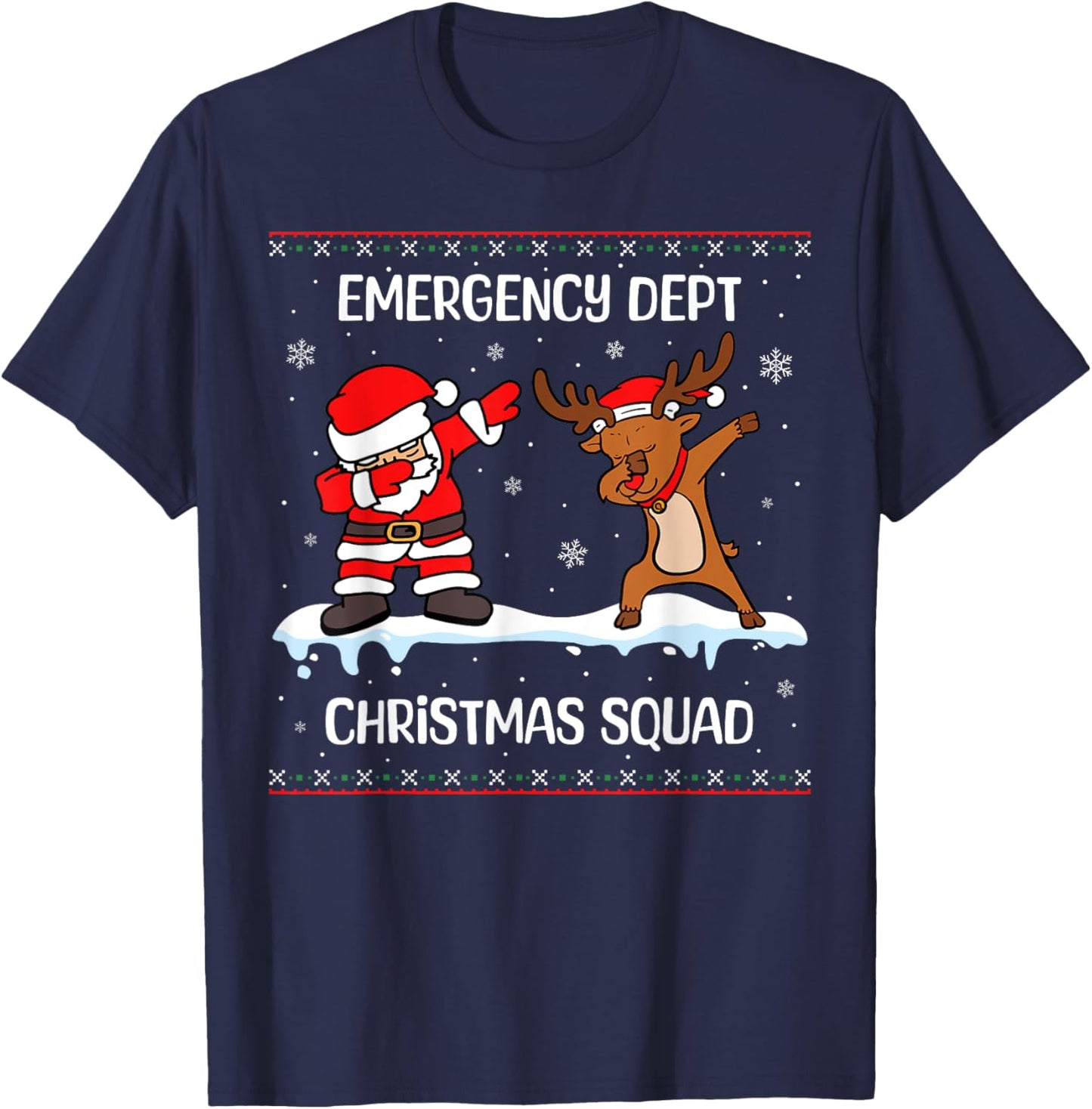 Emergency Christmas Squad Dabbing Santa Reindeer ER Nurse T-Shirt - T-Shirt | Navy