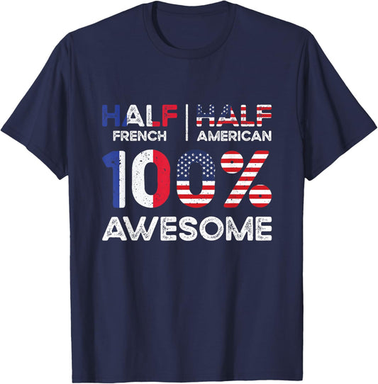 French American Patriot USA Grown France US Flag T-Shirt - T-Shirt | Navy