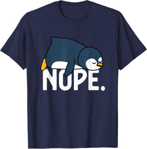 Blissss Funny Nope Not Today Lazy Penguin Animal Lover - Black, -Adults, Short Sleeve, Cotton 100% Polyester 0%, Small T-Shirt - T-Shirt | Navy