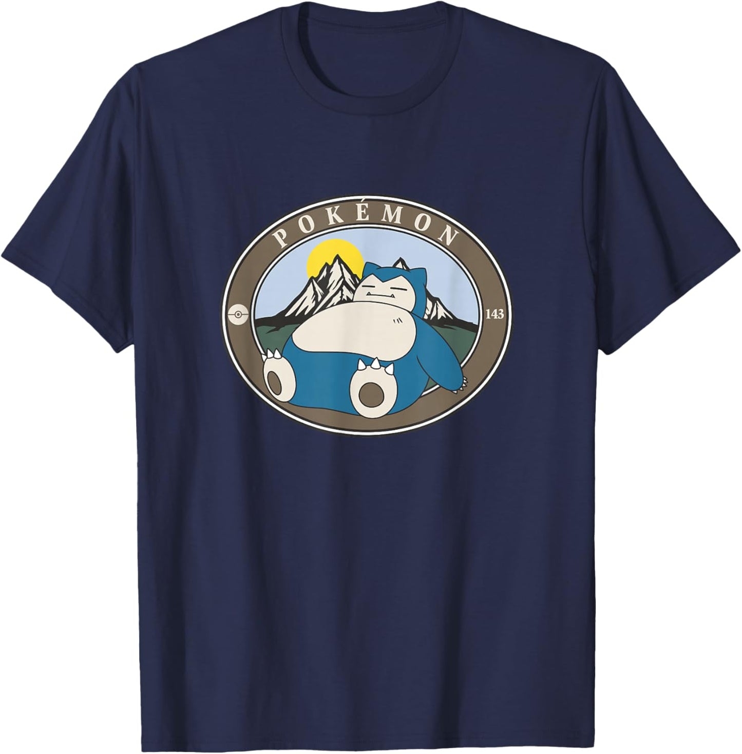 Pokémon 143 Snorlax Sleepy Outdoor Adventures Park Badge T-Shirt - T-Shirt | Navy