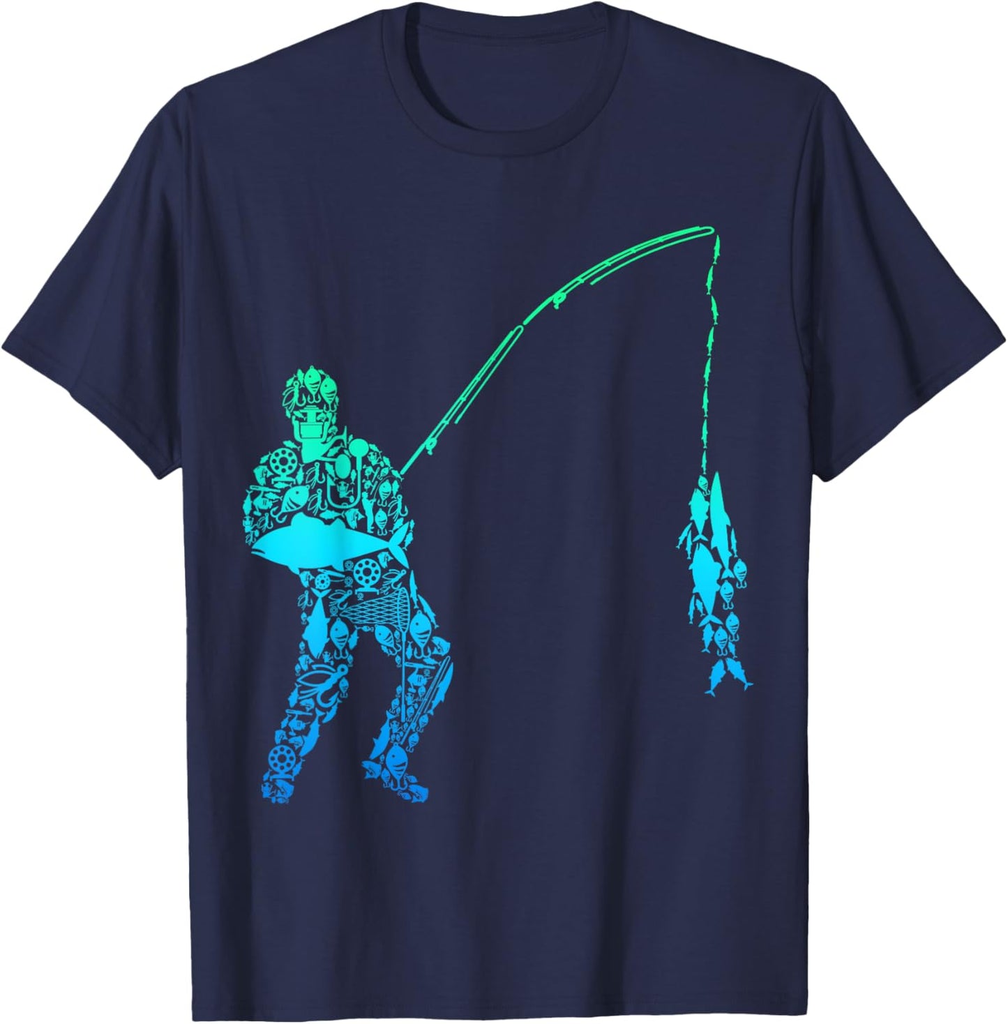 Cool Fisherman Apparel & Gift Ideas Fishing Fish Men Boys Black Small T-Shirt - T-Shirt | Navy