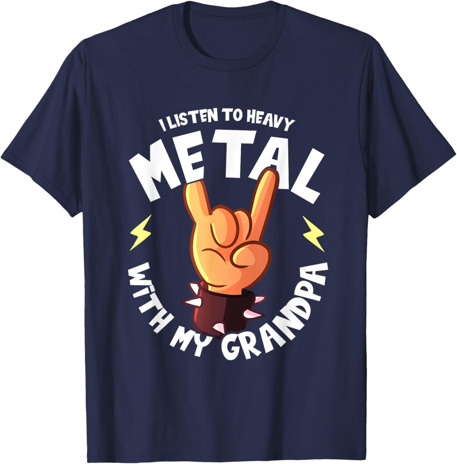 I listen to Heavy Metal with my Grandpa I Funny Kids T-Shirt - T-Shirt | Navy