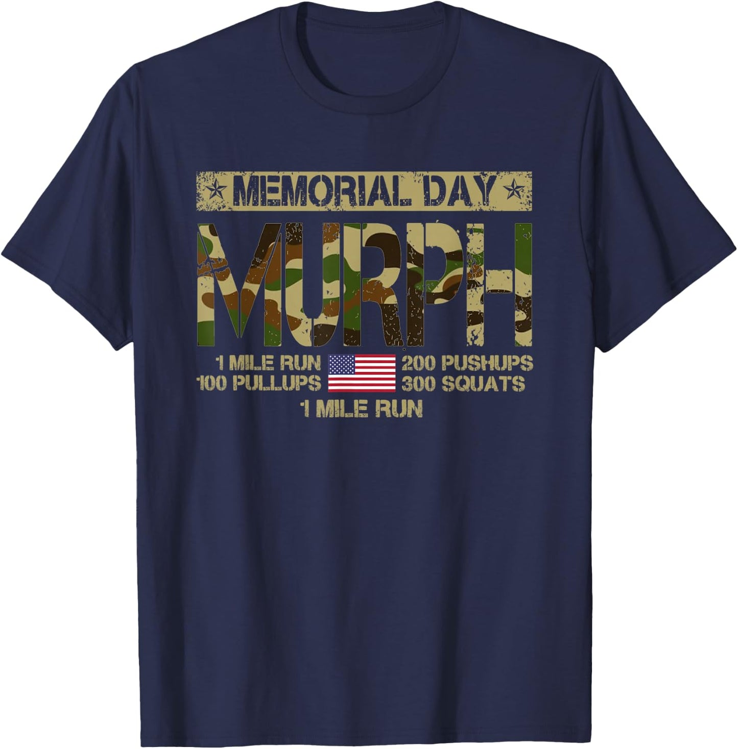 Murph Challenge Memorial Day Patriotic WOD American Flag Women Men T-Shirt - T-Shirt | Navy