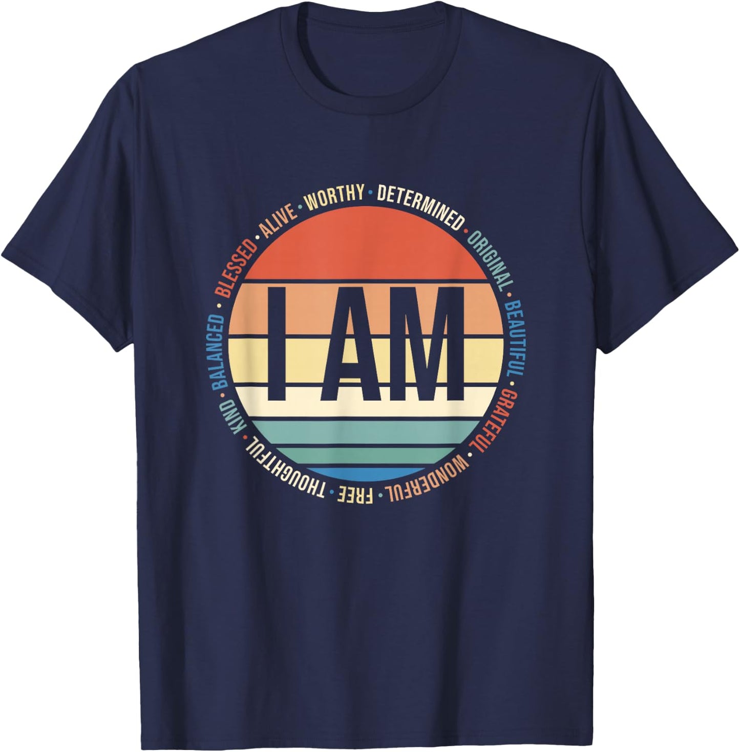 70s Retro Positive Affirmations Self Care Gift Mental Health T-Shirt - T-Shirt | Navy