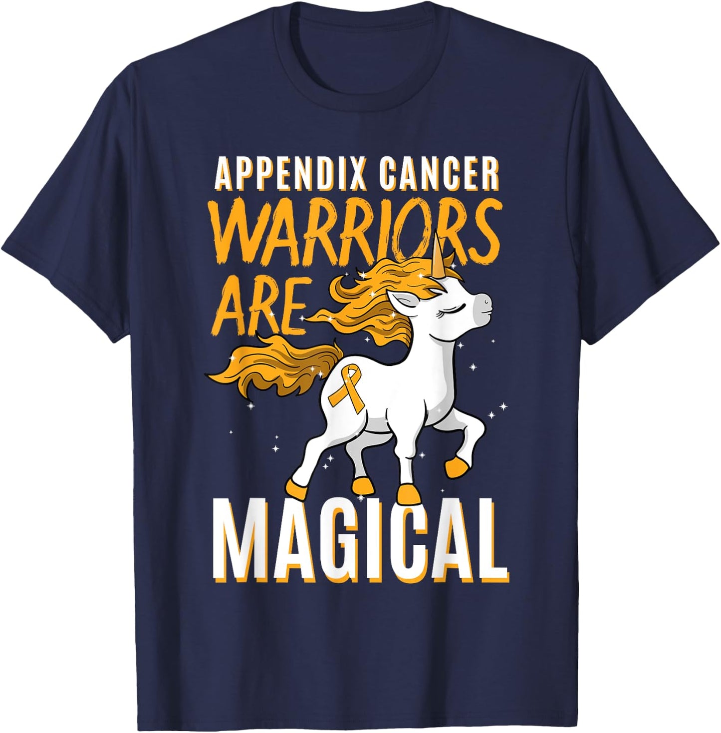 Appendix Cancer Awareness Supporter Fighter Unicorn Lover T-Shirt - T-Shirt | Navy