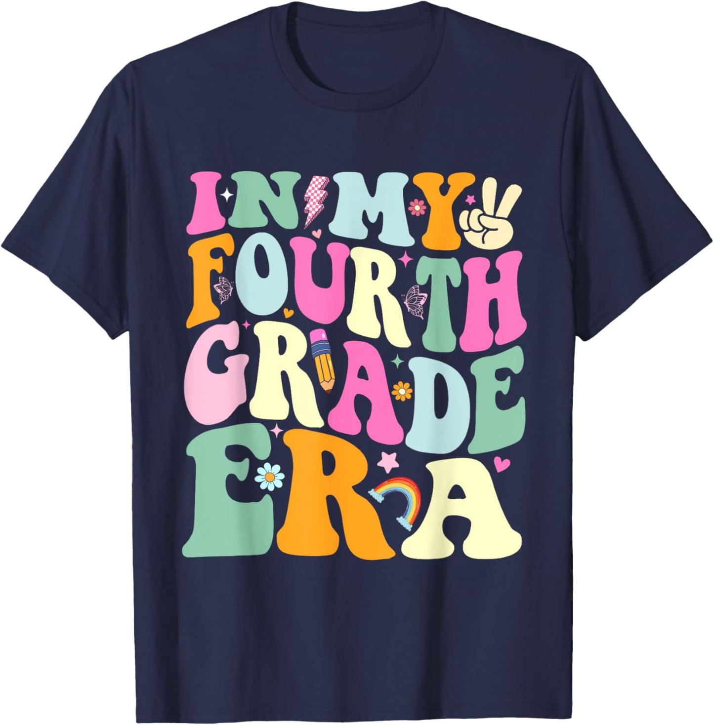 In My Fourth Grade Era 4th Grade Girl Teacher Back to School T-Shirt - T-Shirt | Navy