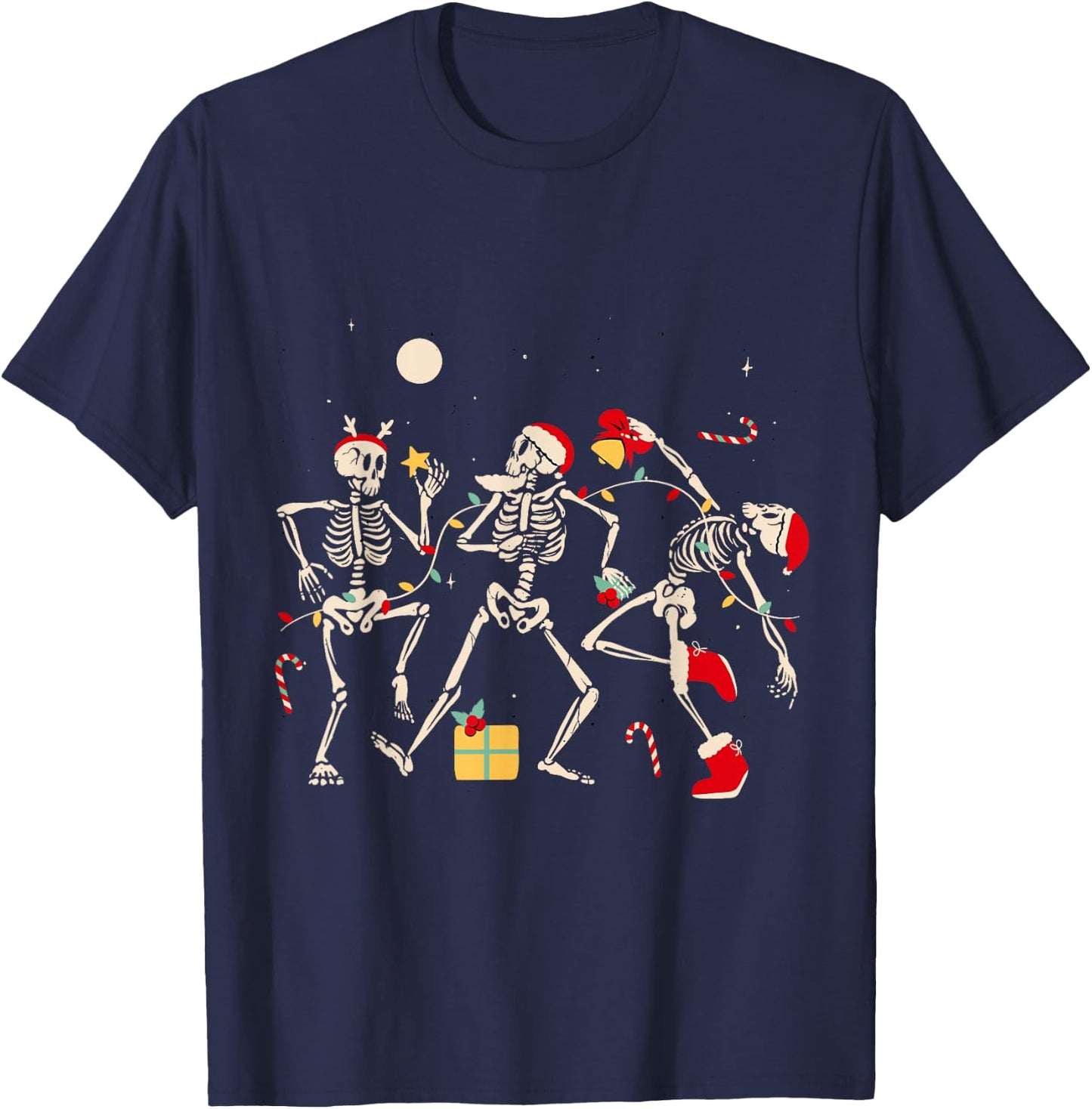 Funny Christmas Dancing Skeletons Xmas Humor Adult T-Shirt - T-Shirt | Navy