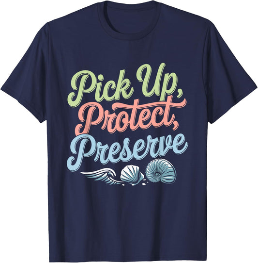 Beach Clean-Up Volunteer Ocean Conservation Eco-Friendly T-Shirt - T-Shirt | Navy